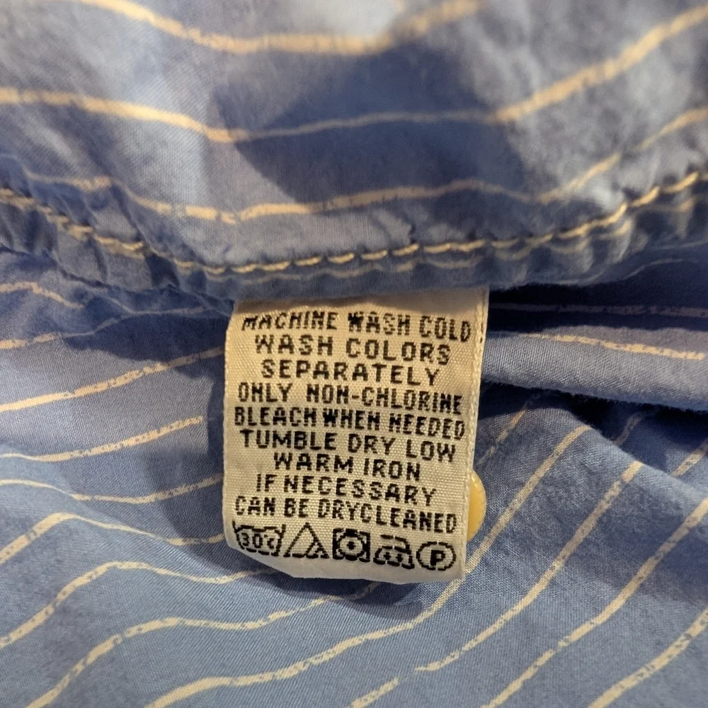 Tommy Bahama Shirt Mens XL Blue White Pinstripe Long Sleeve 100% Cotton - Picture 4 of 8